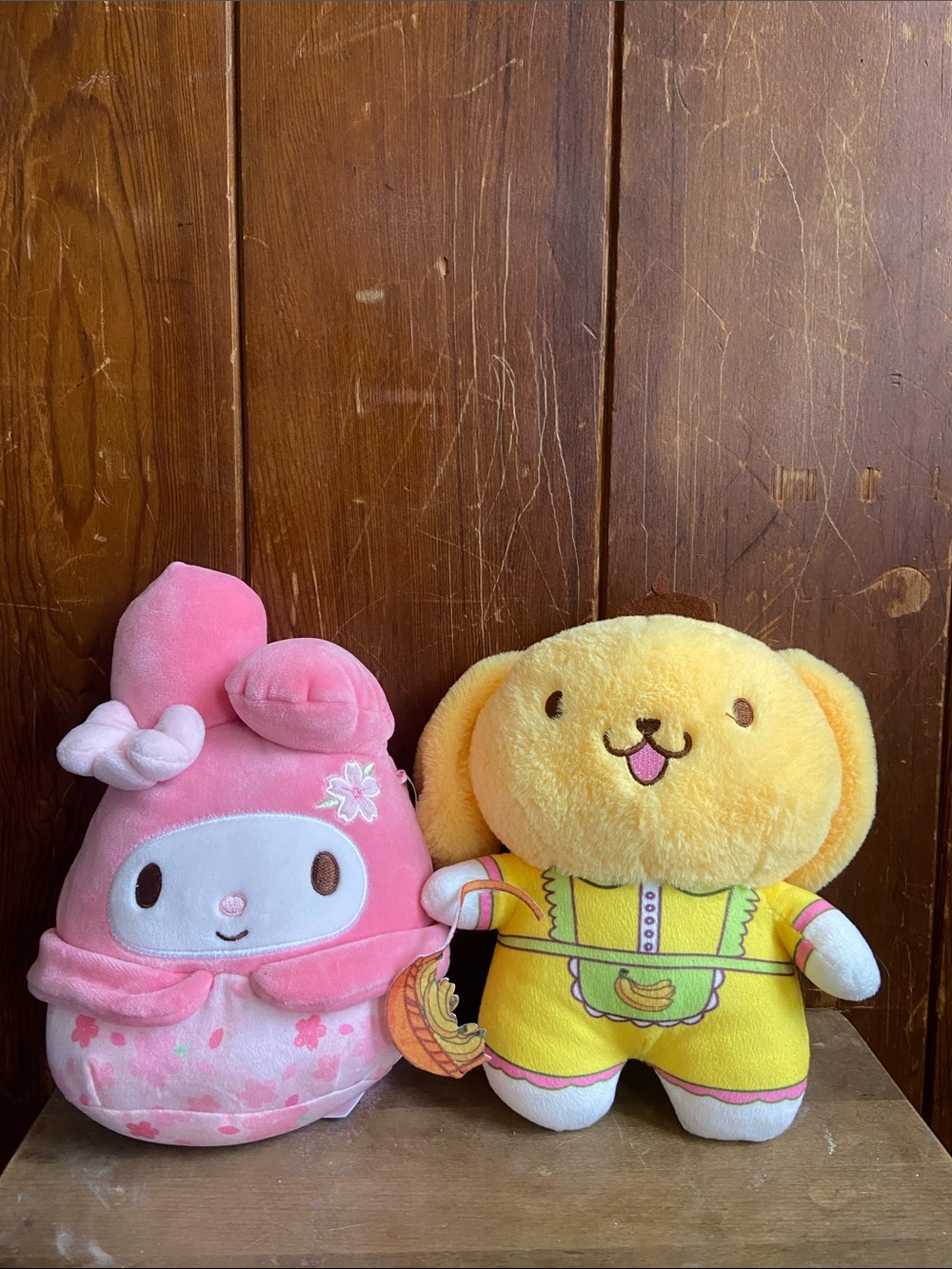 Sanrio Plush Duo -  CHERRYBLOSSOM Pink My Melody & RARE Yellow Pompompurin